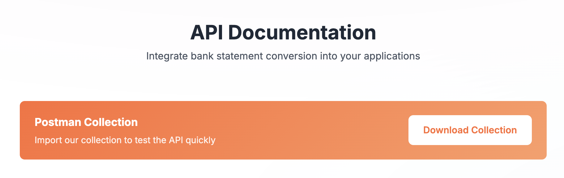 Postman collection with API endpoints