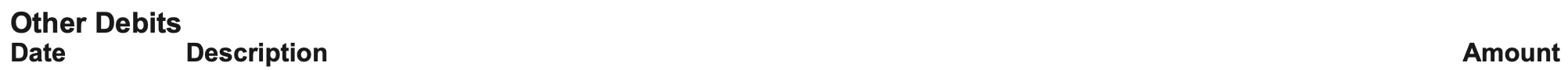 First Capital Bank Other Debits section header